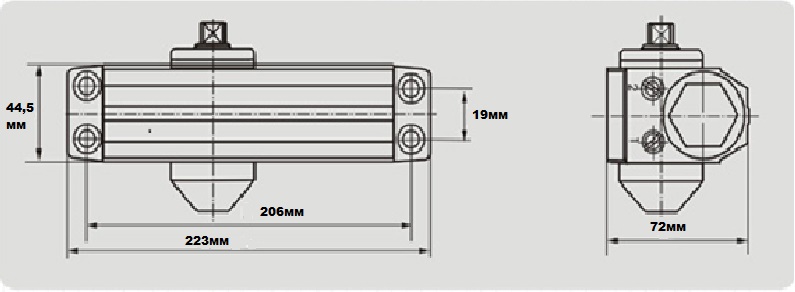 Доводчик Elementis 604, до 100 кг, с тягой, тёмно серый.. Рис. 3