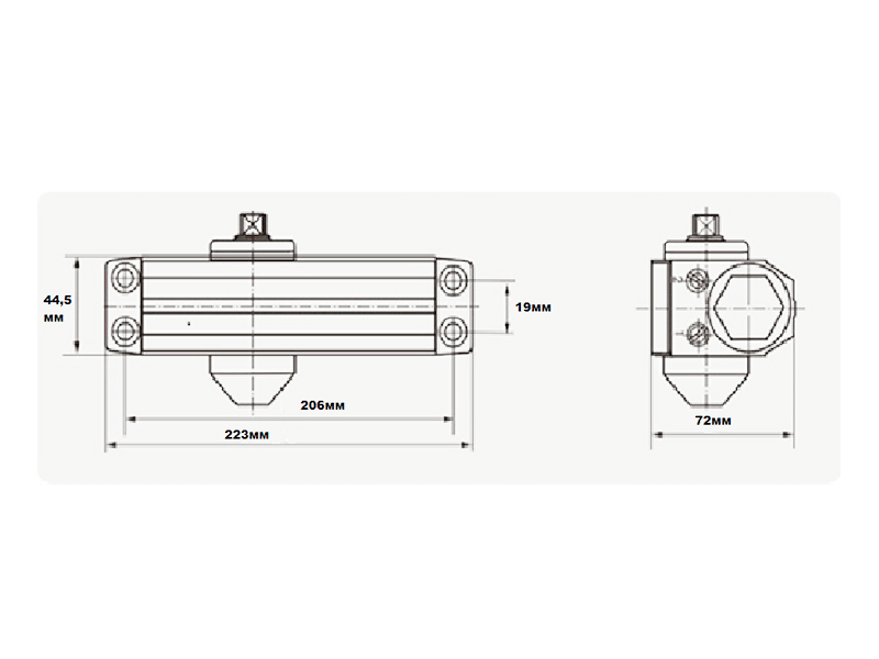 Доводчик Elementis 604, до 100 кг, с тягой, тёмно серый.. Рис. 2