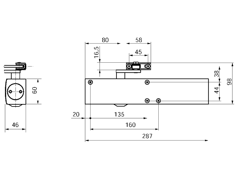 Доводчик GEZE TS 4000 EN1-6, без тяги, Коричневый. Рис. 2