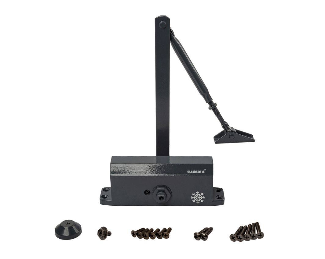 Доводчик с рычажной тягой, усилие EN3/4, с функц. задержки закрывания (DA), антрацит (RAL7016), Elementis. Рис. 1