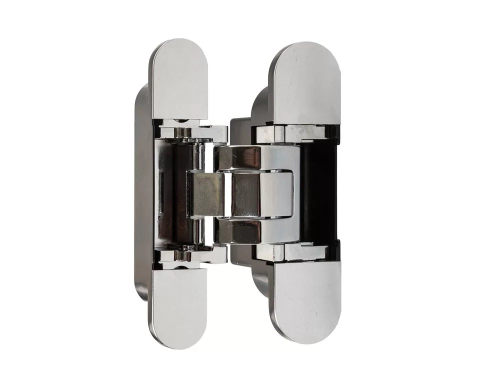 (1 кор.=2 петли) Петля скрытая ELEMENTIS, универсальная, 3D, 130x25/32 мм, 80 кг, цамак, хром полированный/черный катафорез. Рис. 1 (1 кор.=2 петли) Петля скрытая ELEMENTIS, универсальная, 3D, 130x25/32 мм, 80 кг, цамак, хром полированный/черный катафорез. Рис. 1