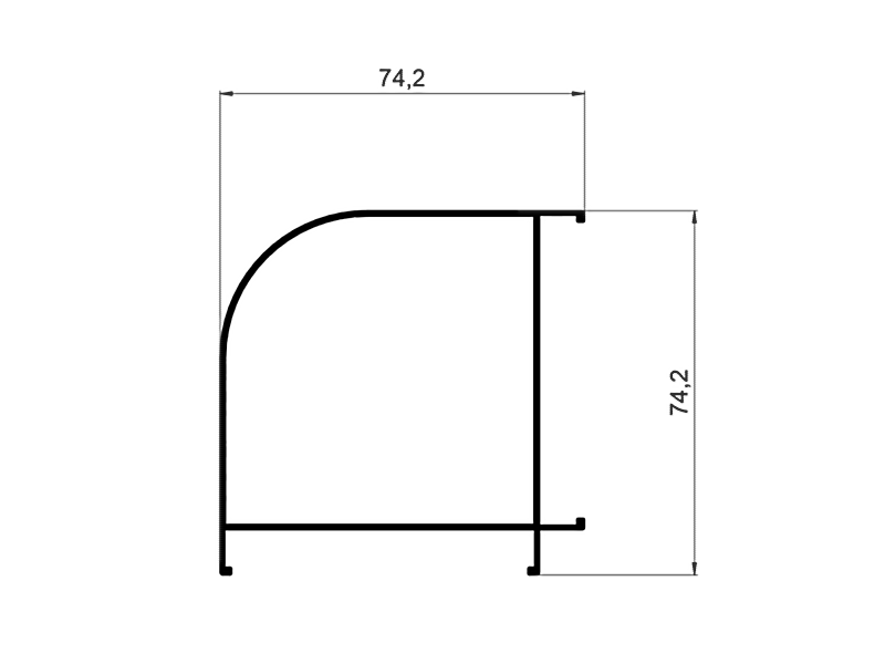ESQU/02X Угловой профиль 90° R30 60 х 60 усил белый. Рис. 1