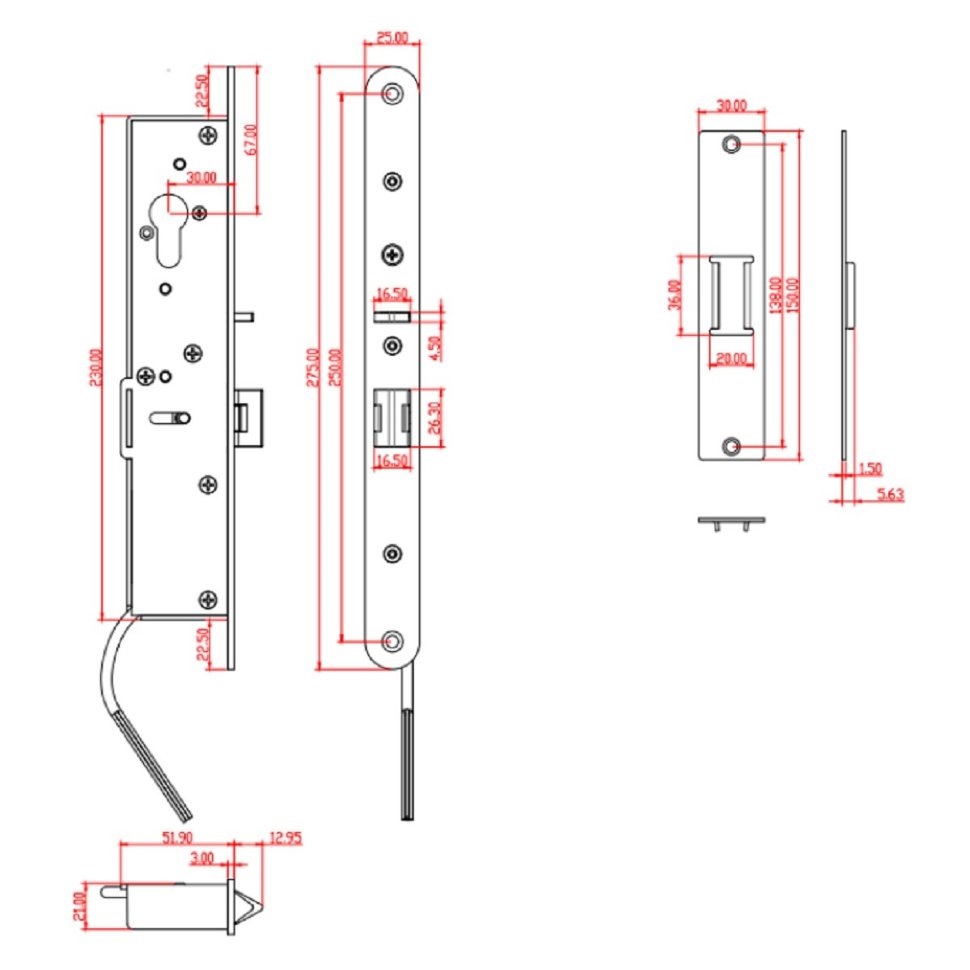 Электромеханический замок SVZ Basic, ответная планка, накладка на цилиндр PZ/F25/30, 12/24V, НЗ/НО, 8010143. Рис. 2
