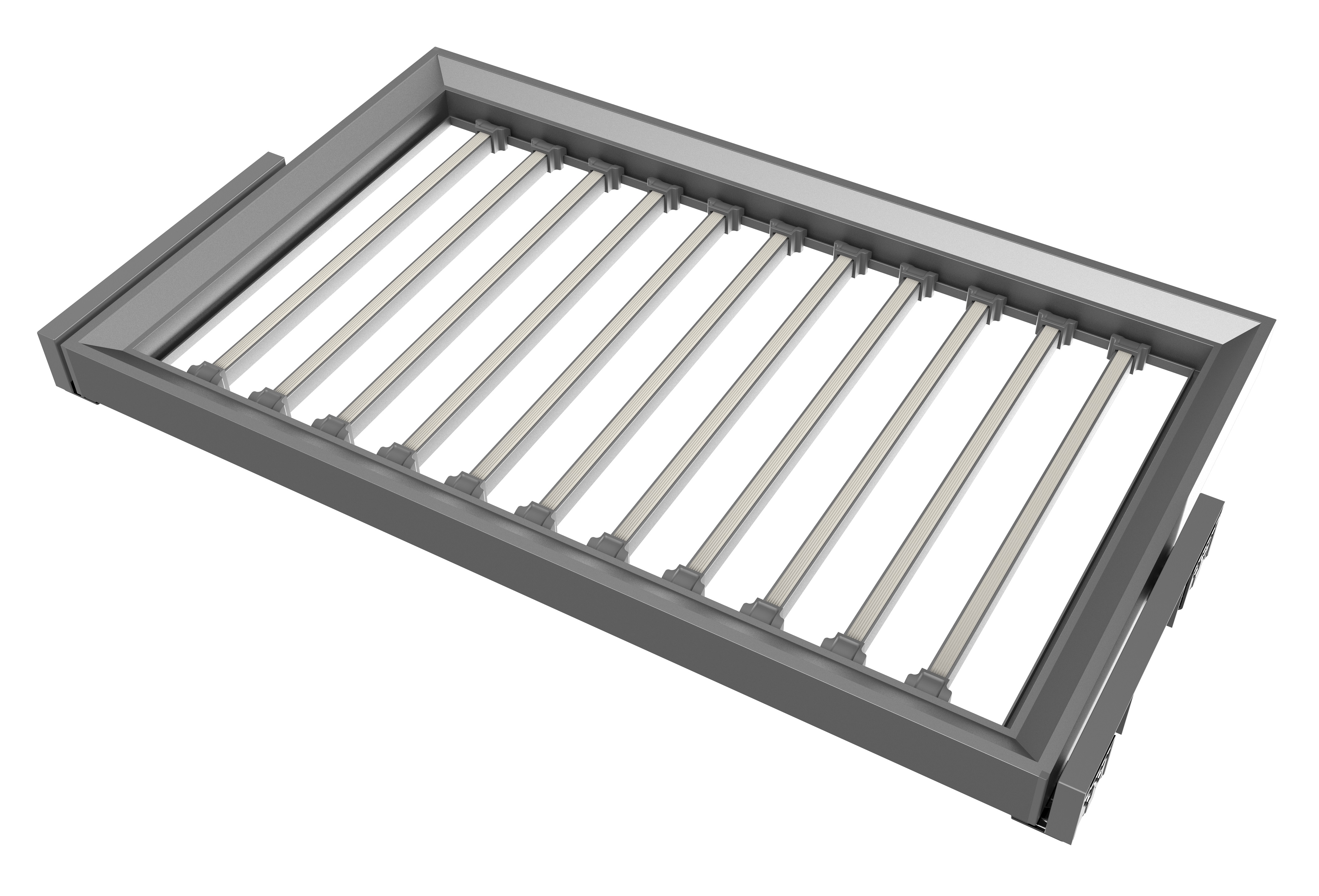 FIRMAX CORA Выдвижная брючница наборного типа в базу 600 мм, 564х440х51 (ШхГхВ), серый. Рис. 1 FIRMAX CORA Выдвижная брючница наборного типа в базу 600 мм, 564х440х51 (ШхГхВ), серый. Рис. 1