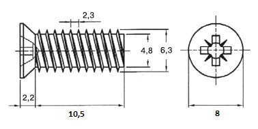 FIRMAX Евровинт с потайной головкой 6.3х10.5, крест PZ2, сталь, оцинкованный (Комплект 100 шт). Рис. 2