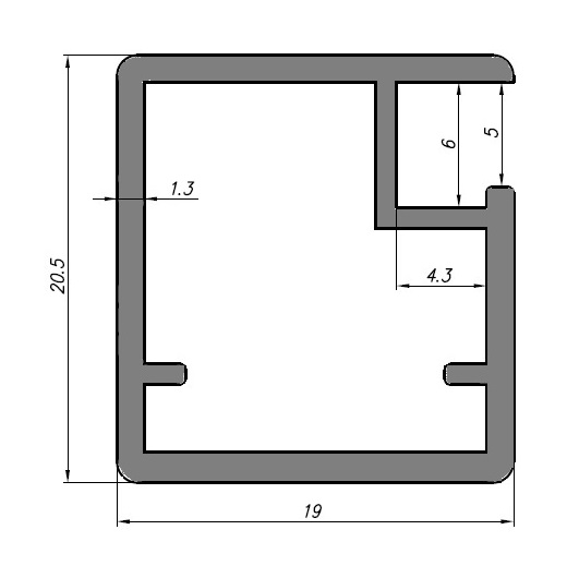 FIRMAX Профиль 21/19 для фасадов, L-5800 мм, серебро браш. Рис. 1