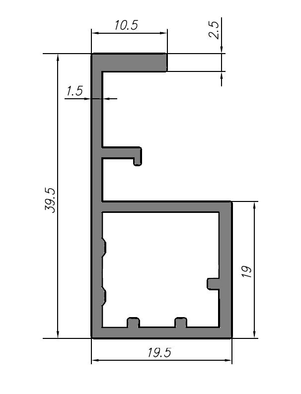 FIRMAX Профиль для фасадов 26/19 с ручкой, под скрытую петлю, L-5800 мм, черный матовый. Рис. 1