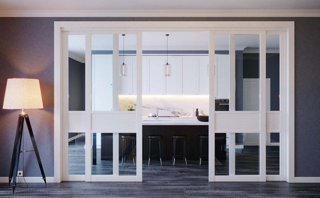 FM911A Комплект для 4-х (2+2) деревянных дверей с синхронным плавным закрыванием. Рис. 1