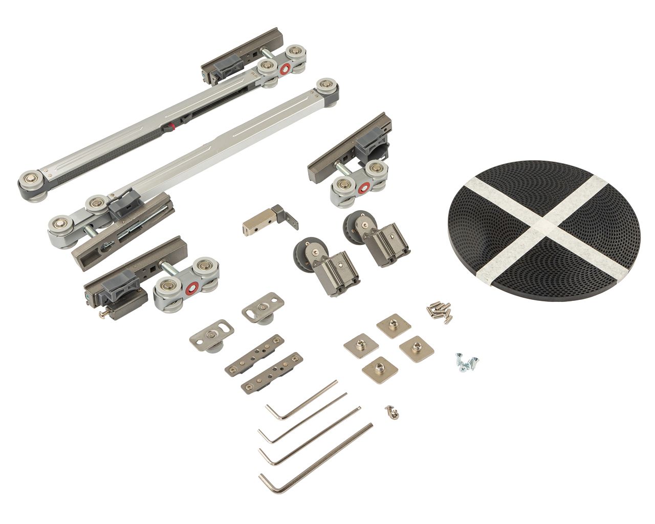 FM911С Комплект для 4-х (2+2) дверей из алюминиевого профиля с синхронным плавным закрыванием. Рис. 2 FM911С Комплект для 4-х (2+2) дверей из алюминиевого профиля с синхронным плавным закрыванием. Рис. 2