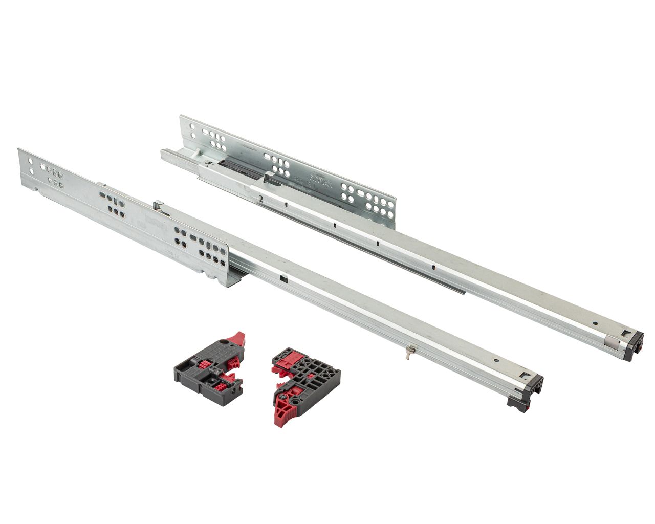 Комплект направляющих Soft-Close скрытого монтажа Firmax Simple, L=450мм, полного выдвижения, для ЛДСП 16 мм с доводчиком, (2 направляющие + 2 крепления). Рис. 2