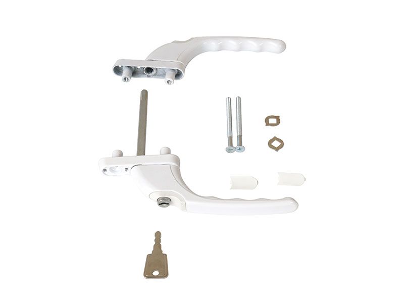 Гарнитур для балконной двери прямой с ключом с одной стороны, серия 72-80, белый RAL9016. Рис. 2