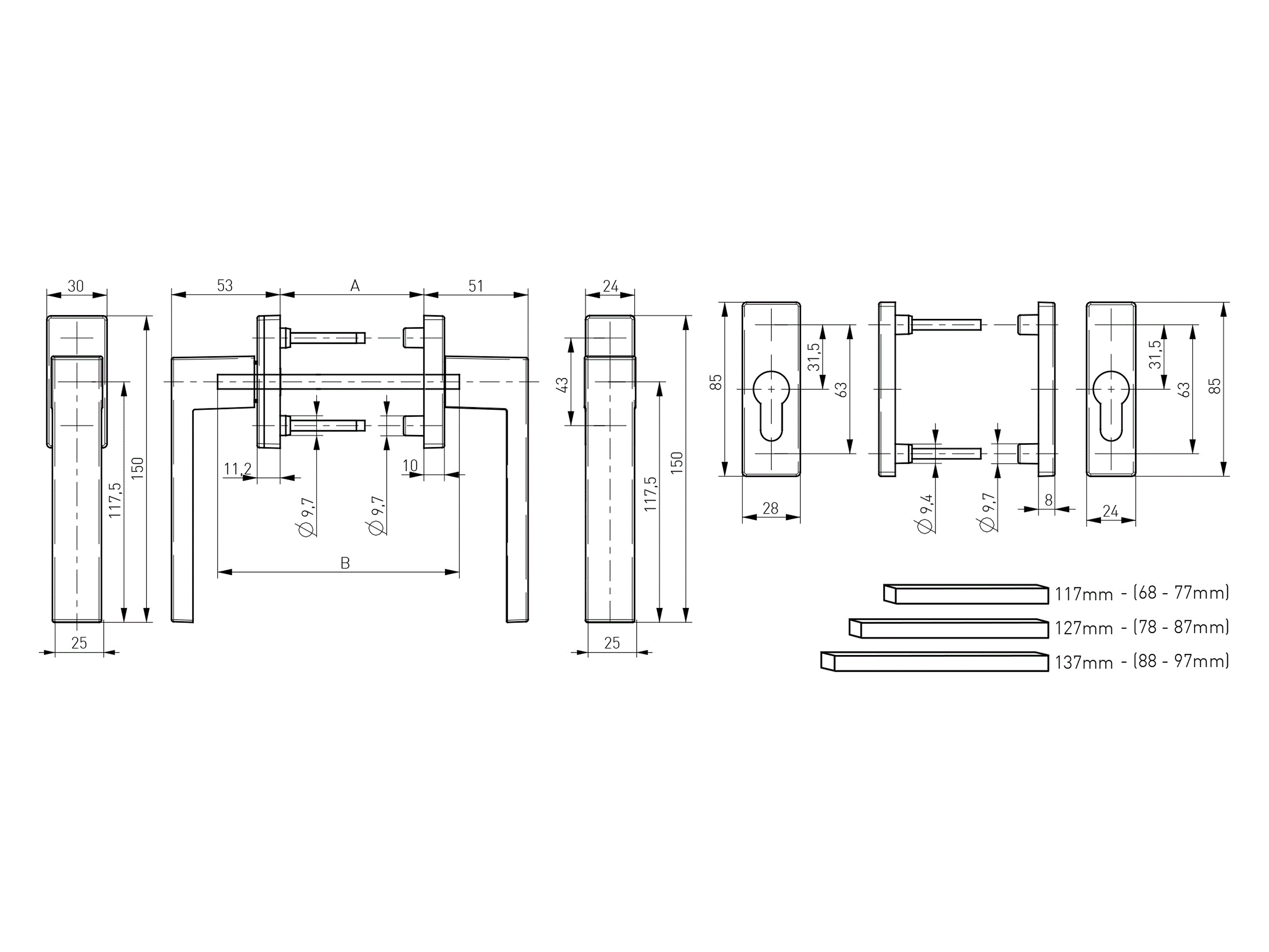 Гарнитур балконный Internika DUBLIN с накладкой на цилиндр, штифт 117 мм, 4 винта, черный F9005 (45°) (матовая поверхность). Рис. 2 Гарнитур балконный Internika DUBLIN с накладкой на цилиндр, штифт 117 мм, 4 винта, черный F9005 (45°) (матовая поверхность). Рис. 2