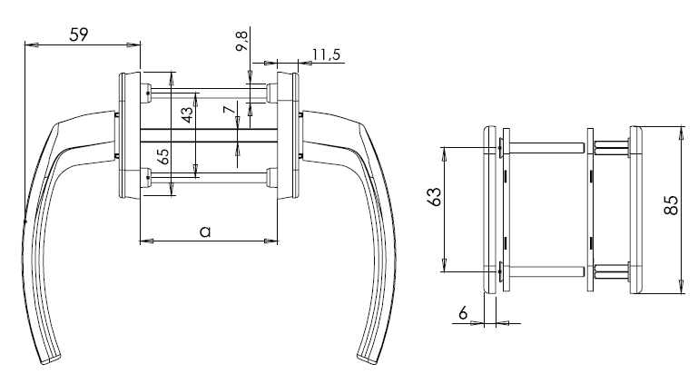 Гарнитур балконный Internika FILIZ, с овальными накладками, антрацит RAL 7016. Рис. 1 Гарнитур балконный Internika FILIZ, с овальными накладками, антрацит RAL 7016. Рис. 1