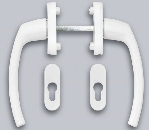 Гарнитур балконный Internika FILIZ, с овальными накладками, белый RAL9016. Рис. 1 Гарнитур балконный Internika FILIZ, с овальными накладками, белый RAL9016. Рис. 1