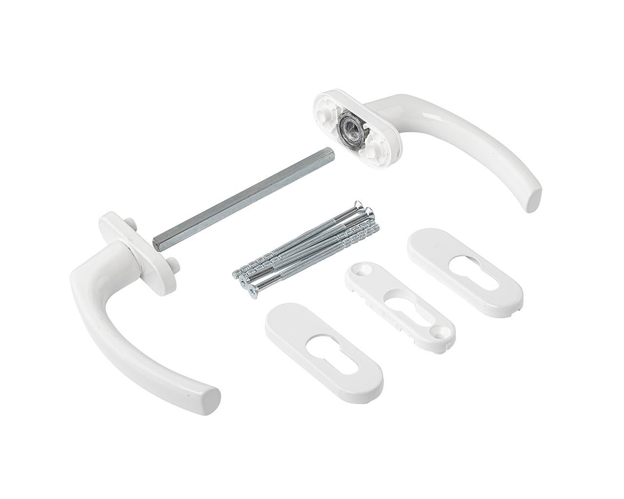 Гарнитур балконный Internika Tolstoy алюминиевый, с овальными накладками, белый RAL9016. Рис. 1