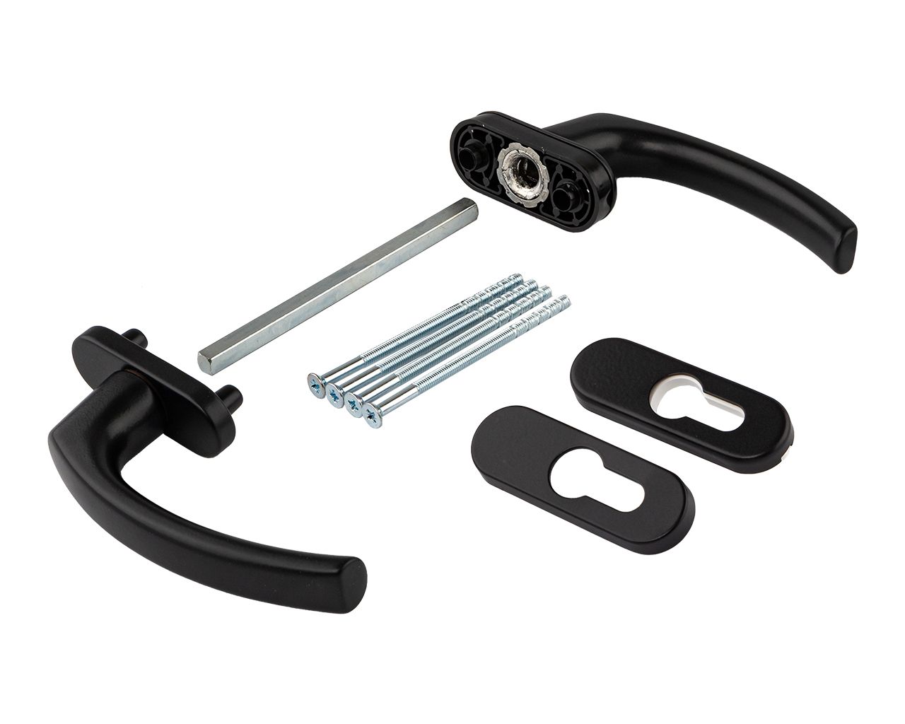 Гарнитур балконный Internika Tolstoy алюминиевый, с овальными накладками, черный матовый RAL9005. Рис. 1 Гарнитур балконный Internika Tolstoy алюминиевый, с овальными накладками, черный матовый RAL9005. Рис. 1