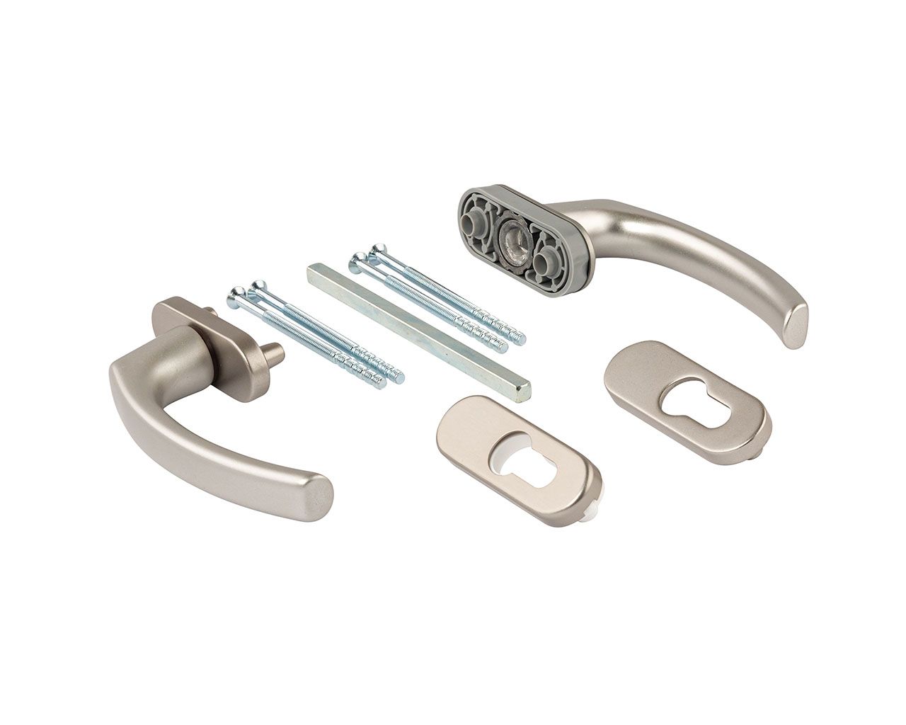 Гарнитур балконный Internika Tolstoy алюминиевый, с овальными накладками, титан F9. Рис. 1