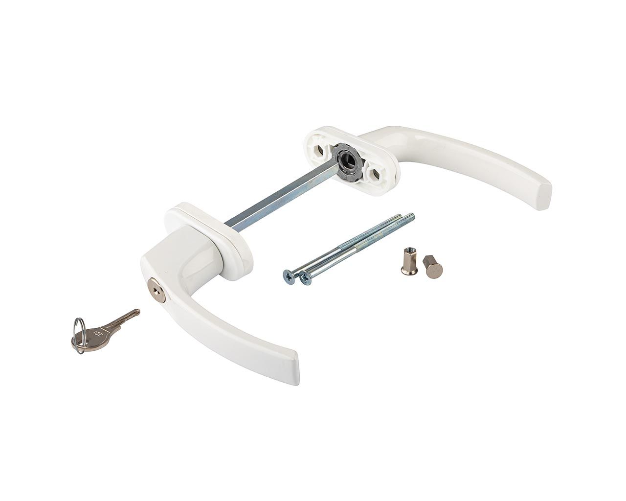 Гарнитур для балконной двери Internika серии NEPTUN, с ключом, белый Ral 9016 (штифт 119мм). Рис. 1