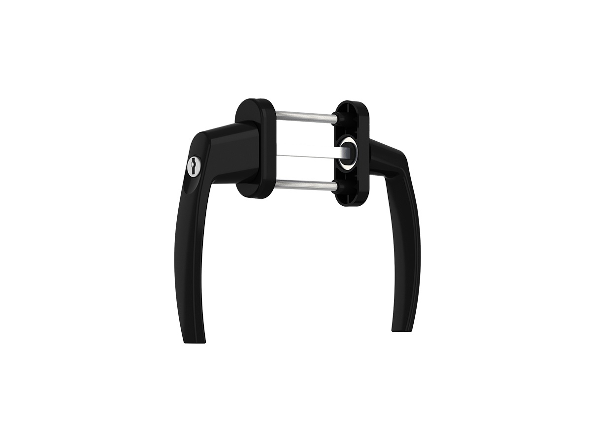 Гарнитур для балконной двери Internika серии VICTORY, с ключом, штифт127 мм, черный RAL9005 матовый. Рис. 1 Гарнитур для балконной двери Internika серии VICTORY, с ключом, штифт127 мм, черный RAL9005 матовый. Рис. 1