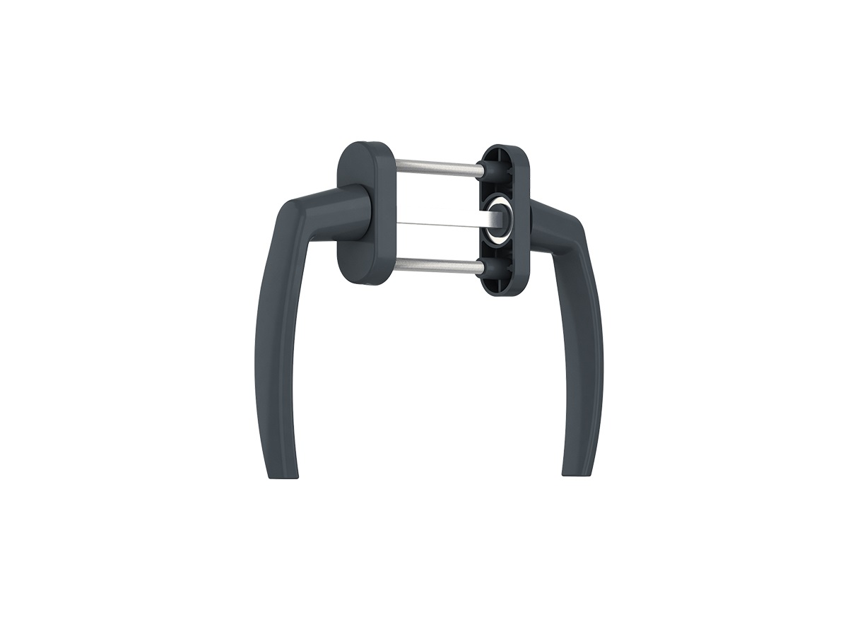 Гарнитур для балконной двери Internika серии VICTORY, с накладками на цилиндр, штифт 127мм, антрацит матовый Ral 7016M. Рис. 1