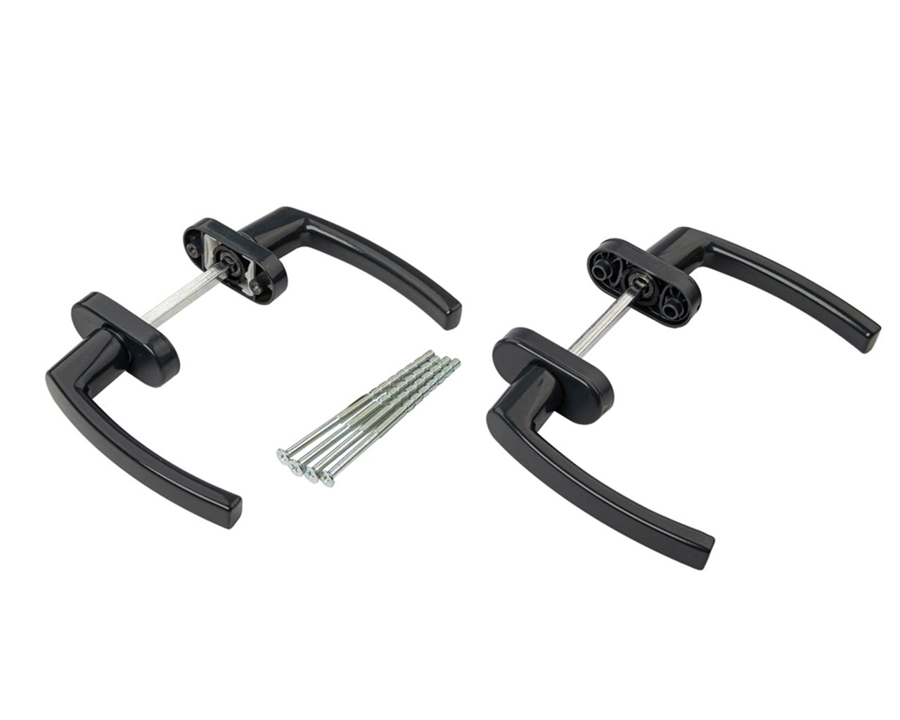 Гарнитур для балконной двери алюминиевый антрацит, штифт 120, винты М5х100 мм 2 шт, RAL 7016. Рис. 1