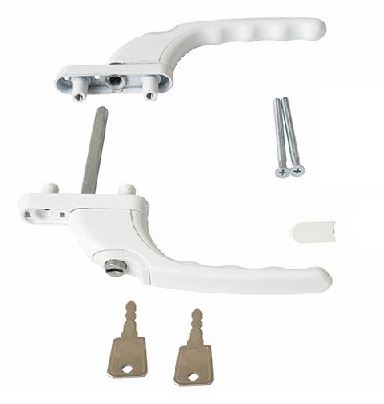 Гарнитур для балконной двери прямой с ключом с одной стороны, 60 и 70 серия, белый RAL9016 (7 частей). Рис. 3