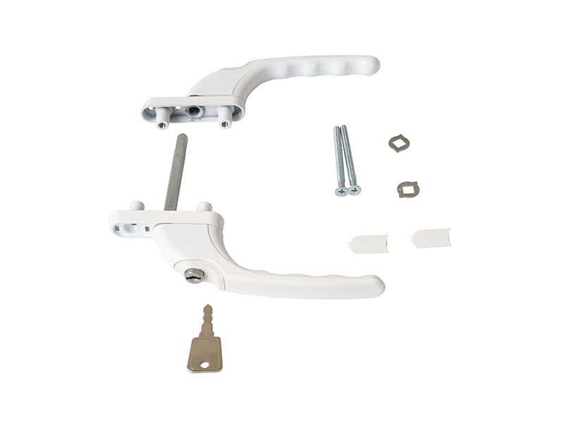 Гарнитур для балконной двери прямой с ключом с одной стороны, 60 и 70 серия, белый RAL9016 (9 частей). Рис. 2