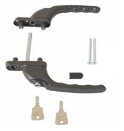 Гарнитур для балконной двери прямой с ключом с одной стороны, 60 и 70 серия коричневый RAL8019 (7 частей). Рис. 3