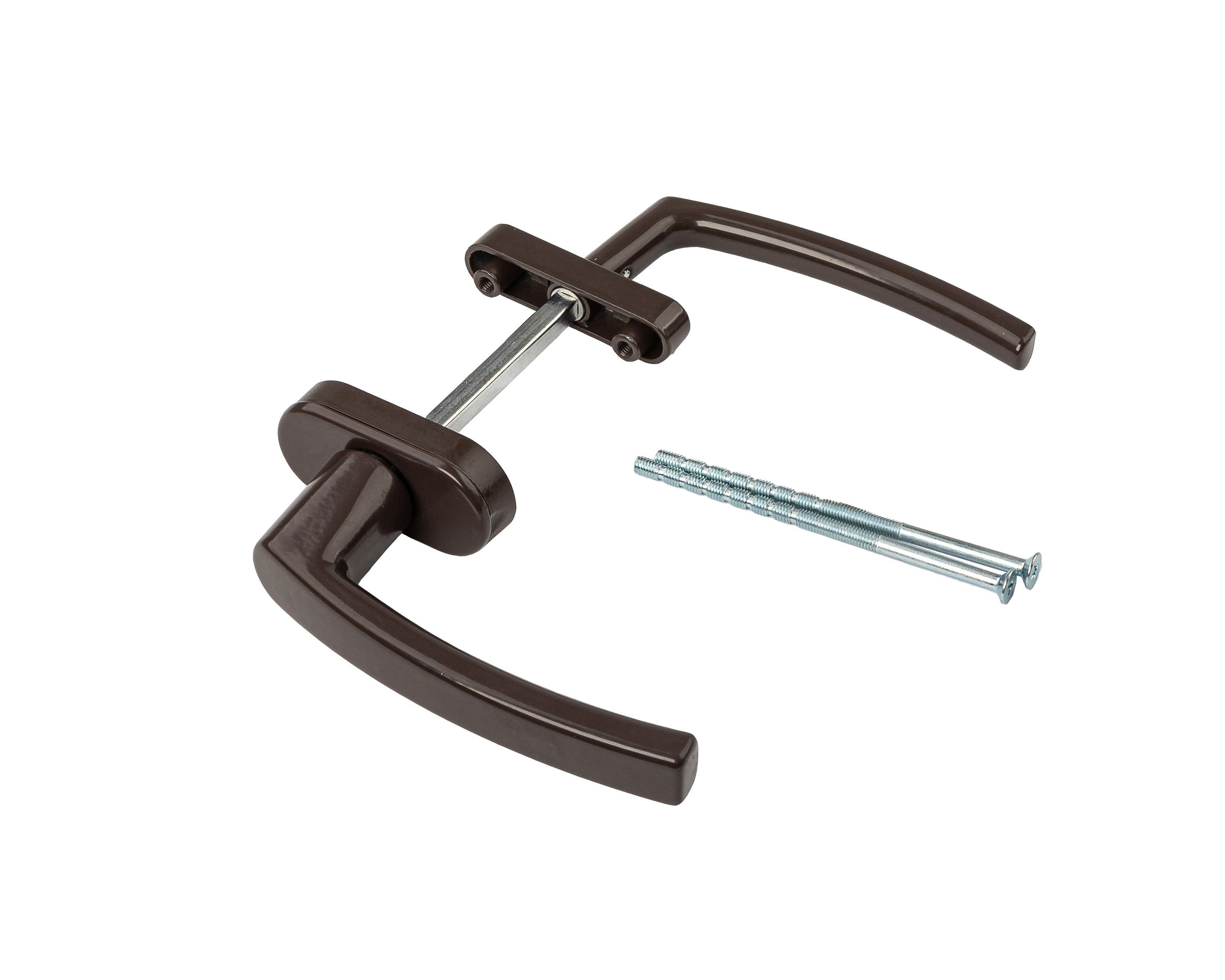 Гарнитур для балконной двери узкий алюминиевый коричневый, штифт 95 мм RAL 8019. Рис. 1 Гарнитур для балконной двери узкий алюминиевый коричневый, штифт 95 мм RAL 8019. Рис. 1