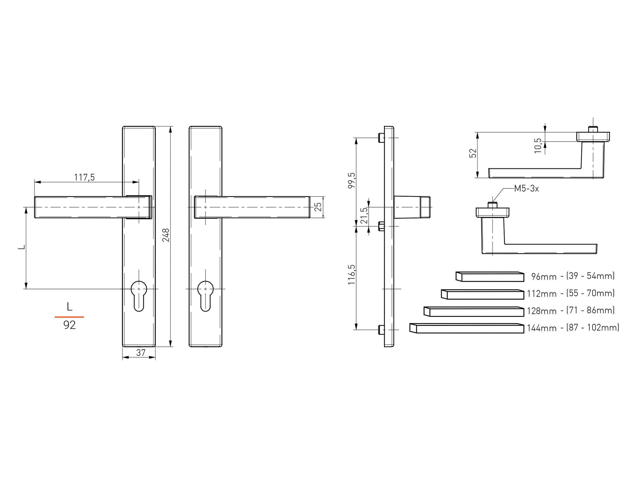 Гарнитур нажимной Dublin 37 подпружиненный 92/37 Белый, RAL 9016M. Рис. 2 Гарнитур нажимной Dublin 37 подпружиненный 92/37 Белый, RAL 9016M. Рис. 2