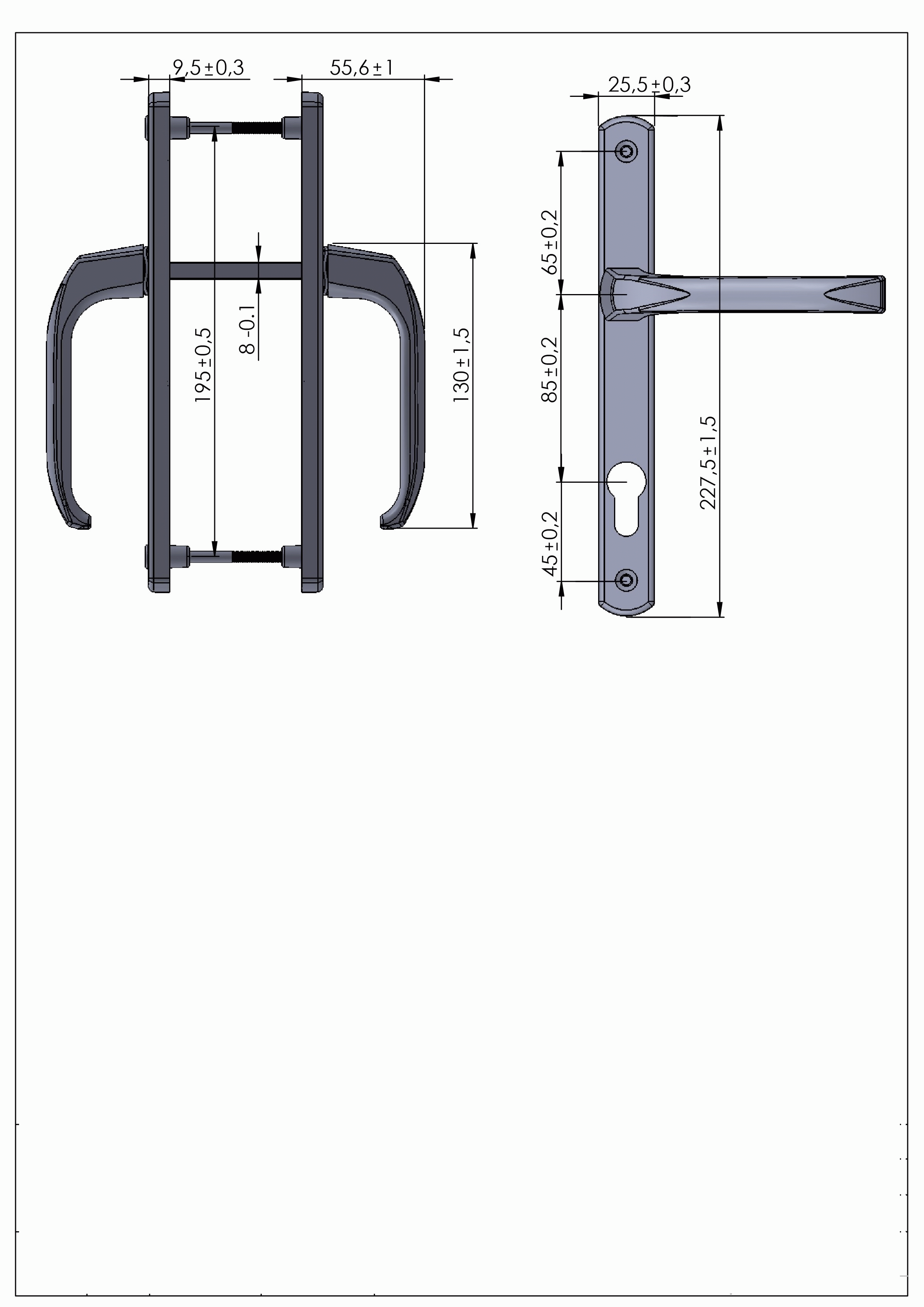 Гарнитур нажимной Elementis DENIZ, 25/85 Белый RAL9016. Рис. 2 Гарнитур нажимной Elementis DENIZ, 25/85 Белый RAL9016. Рис. 2