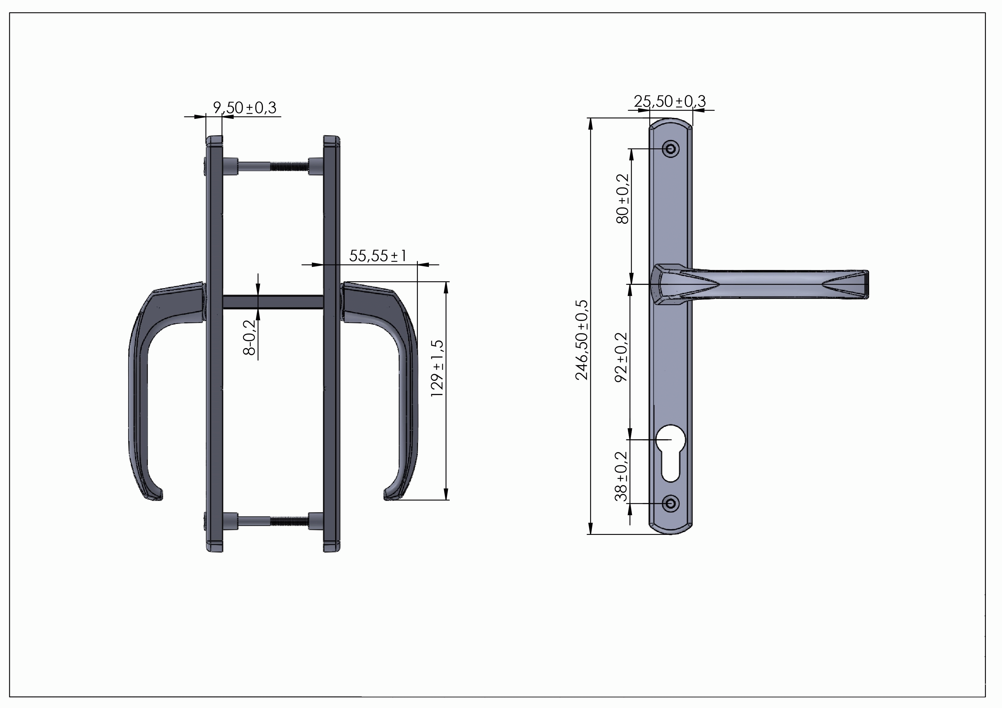 Гарнитур нажимной Elementis DENIZ, 25/92 Коричневый RAL8019. Рис. 2 Гарнитур нажимной Elementis DENIZ, 25/92 Коричневый RAL8019. Рис. 2