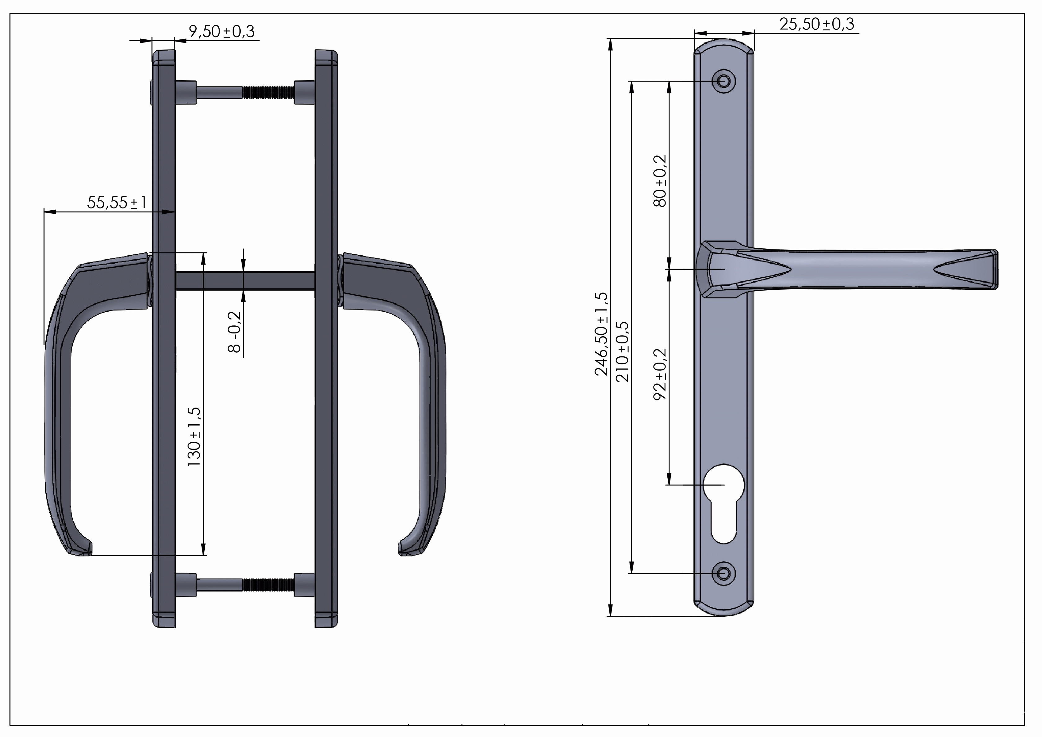 Гарнитур нажимной Elementis DENIZ подпружиненный 25/92 Белый RAL9016. Рис. 2