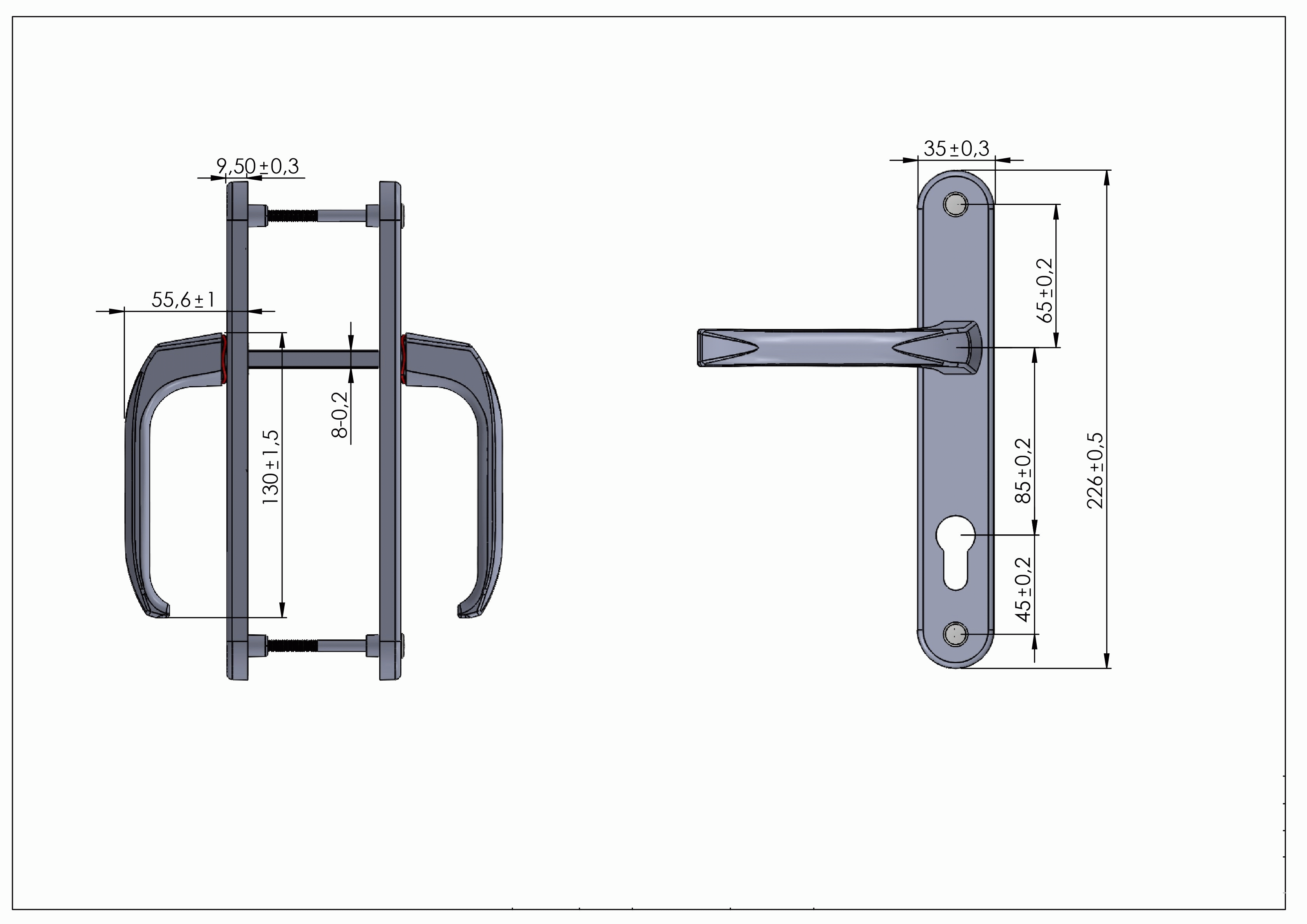 Гарнитур нажимной Elementis DENIZ подпружиненный 35/85 Коричневый RAL8019. Рис. 2