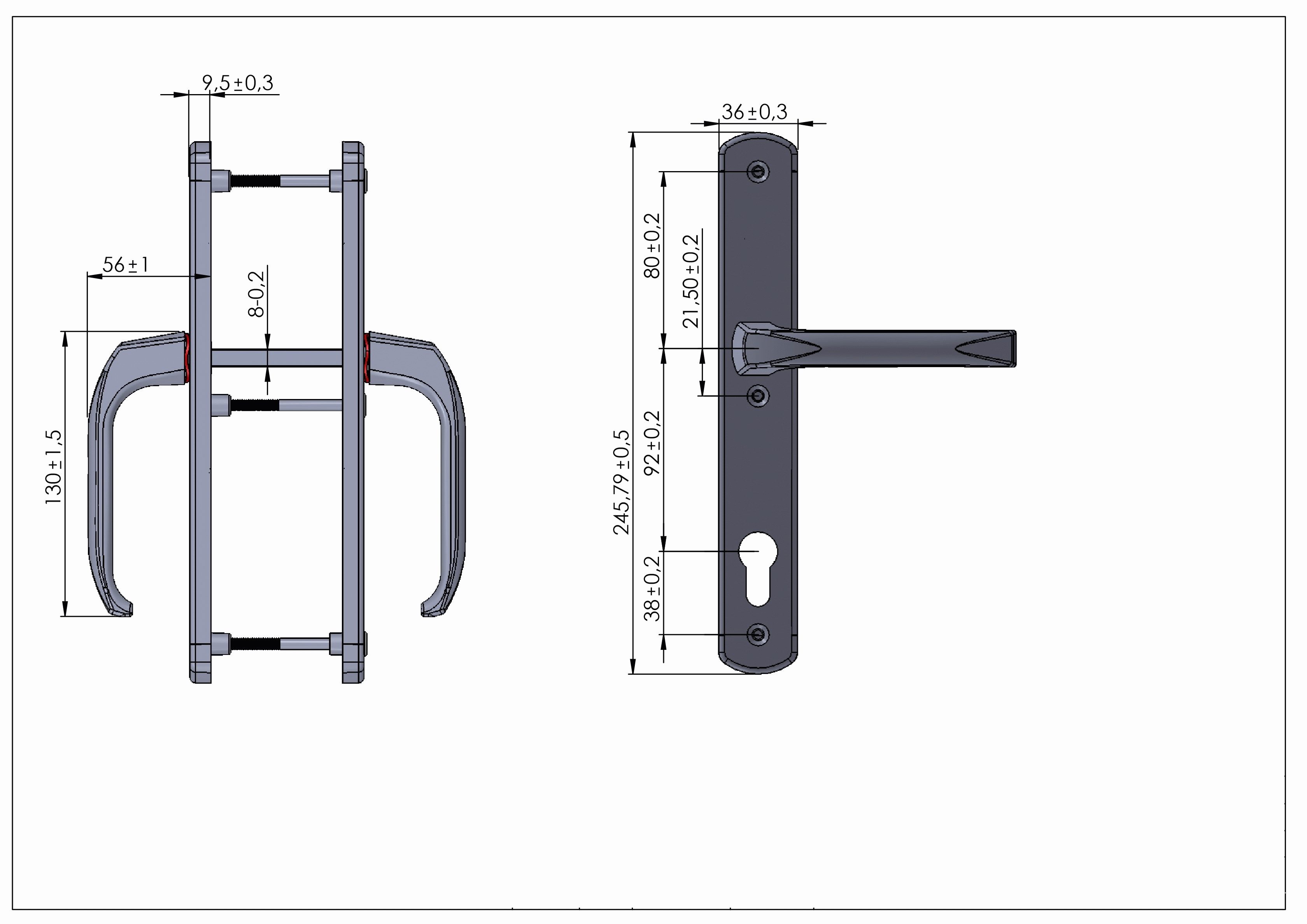 Гарнитур нажимной Elementis DENIZ подпружиненный 35/92 Коричневый RAL8019. Рис. 2