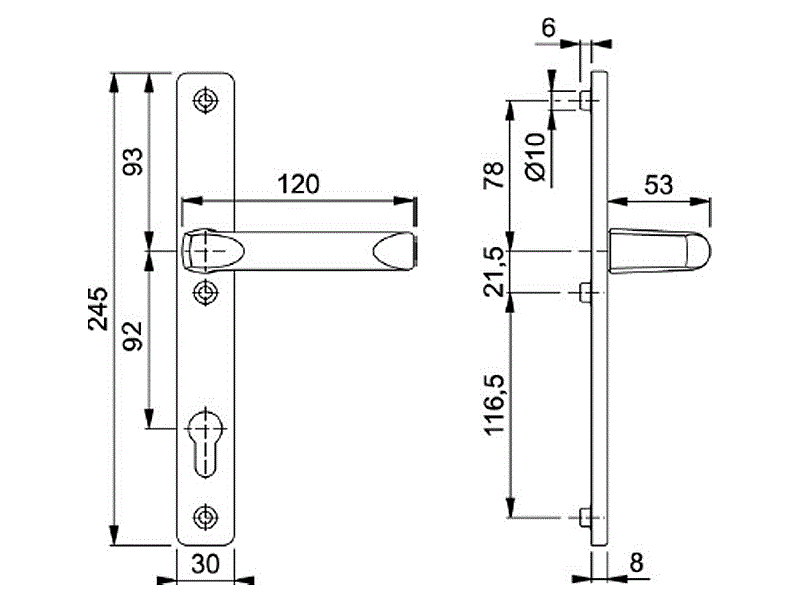 Гарнитур нажимной HOPPE London со сплошной накладкой (30 мм 67-72 мм), Бронза. Рис. 2