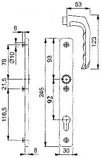 Гарнитур нажимной HOPPE London со сплошной накладкой (30 мм 57-62 мм), Белый RAL9016. Рис. 2