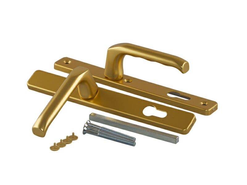 Гарнитур нажимной HOPPE London со сплошной накладкой (30 мм 57-62 мм), Золото матовое. Рис. 1 Гарнитур нажимной HOPPE London со сплошной накладкой (30 мм 57-62 мм), Золото матовое. Рис. 1