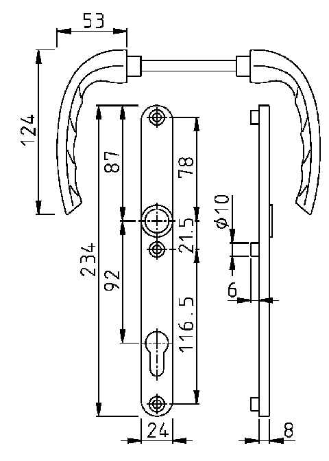 Гарнитур нажимной HOPPE Tokyo со сплошной накладкой (24 мм), Золото матовое. Рис. 2