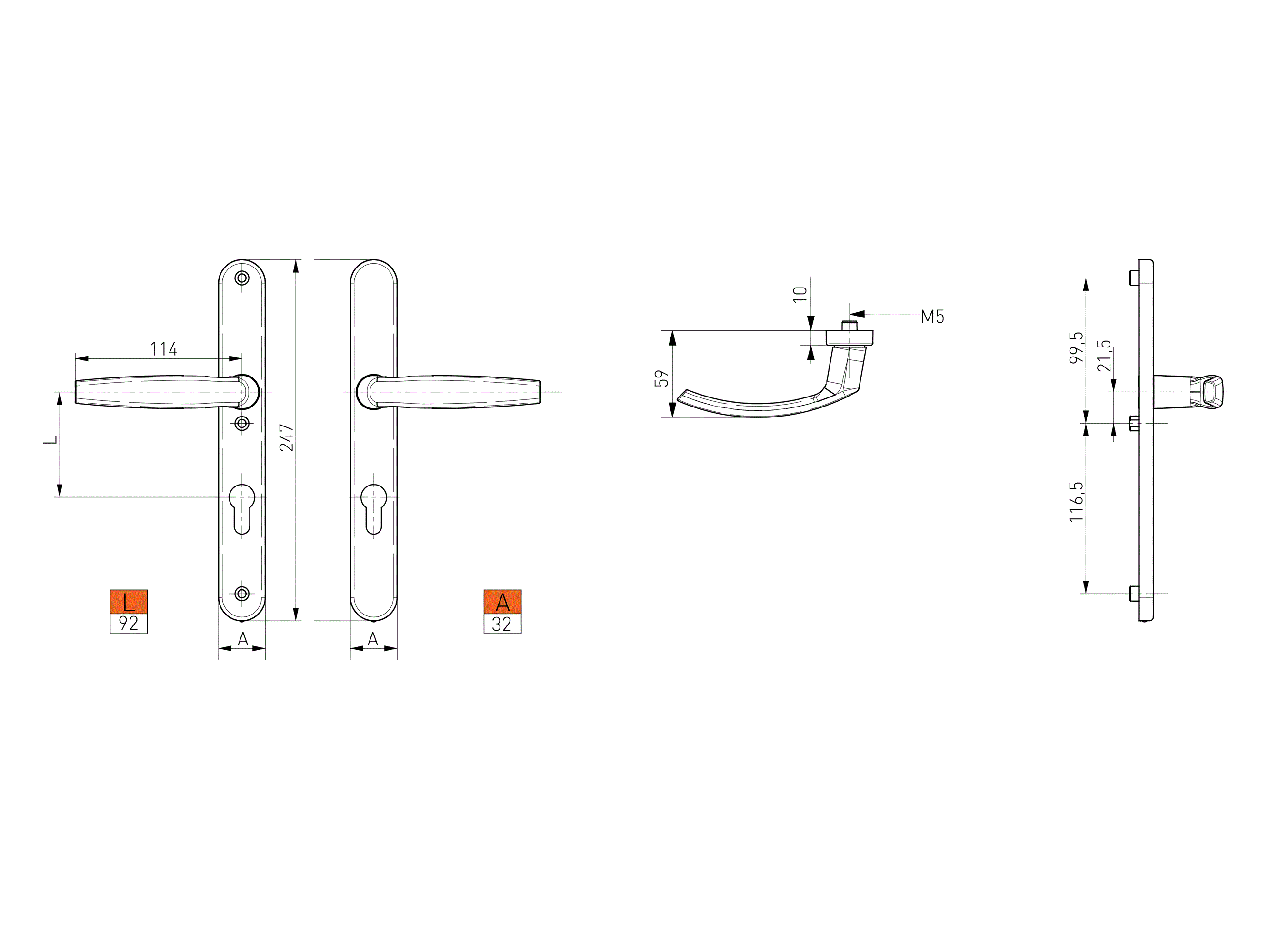 Гарнитур нажимной Victory II 92/32 Антрацит (овальная накладка), RAL 7016. Рис. 2 Гарнитур нажимной Victory II 92/32 Антрацит (овальная накладка), RAL 7016. Рис. 2