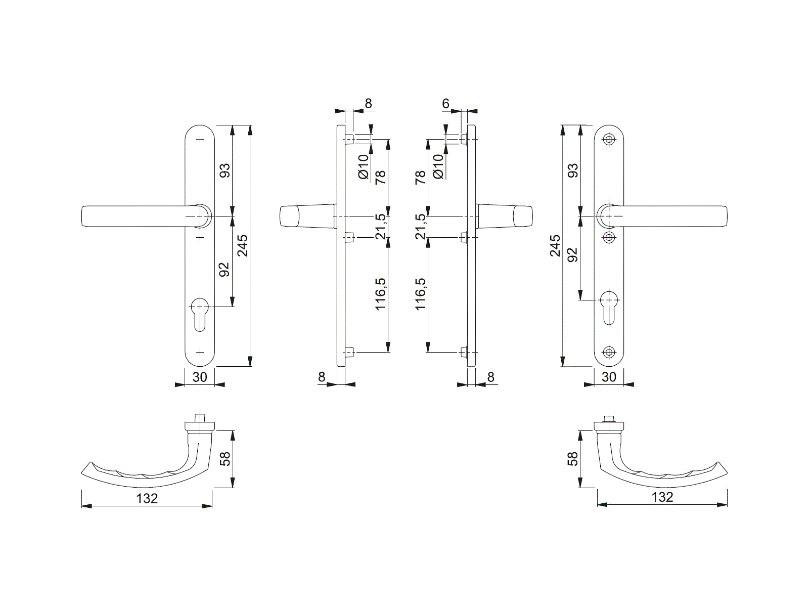 Гарнитур нажимной подпружиненный HOPPE Liege со сплошной накладкой (30/67-72), Бронза F4. Рис. 2 Гарнитур нажимной подпружиненный HOPPE Liege со сплошной накладкой (30/67-72), Бронза F4. Рис. 2