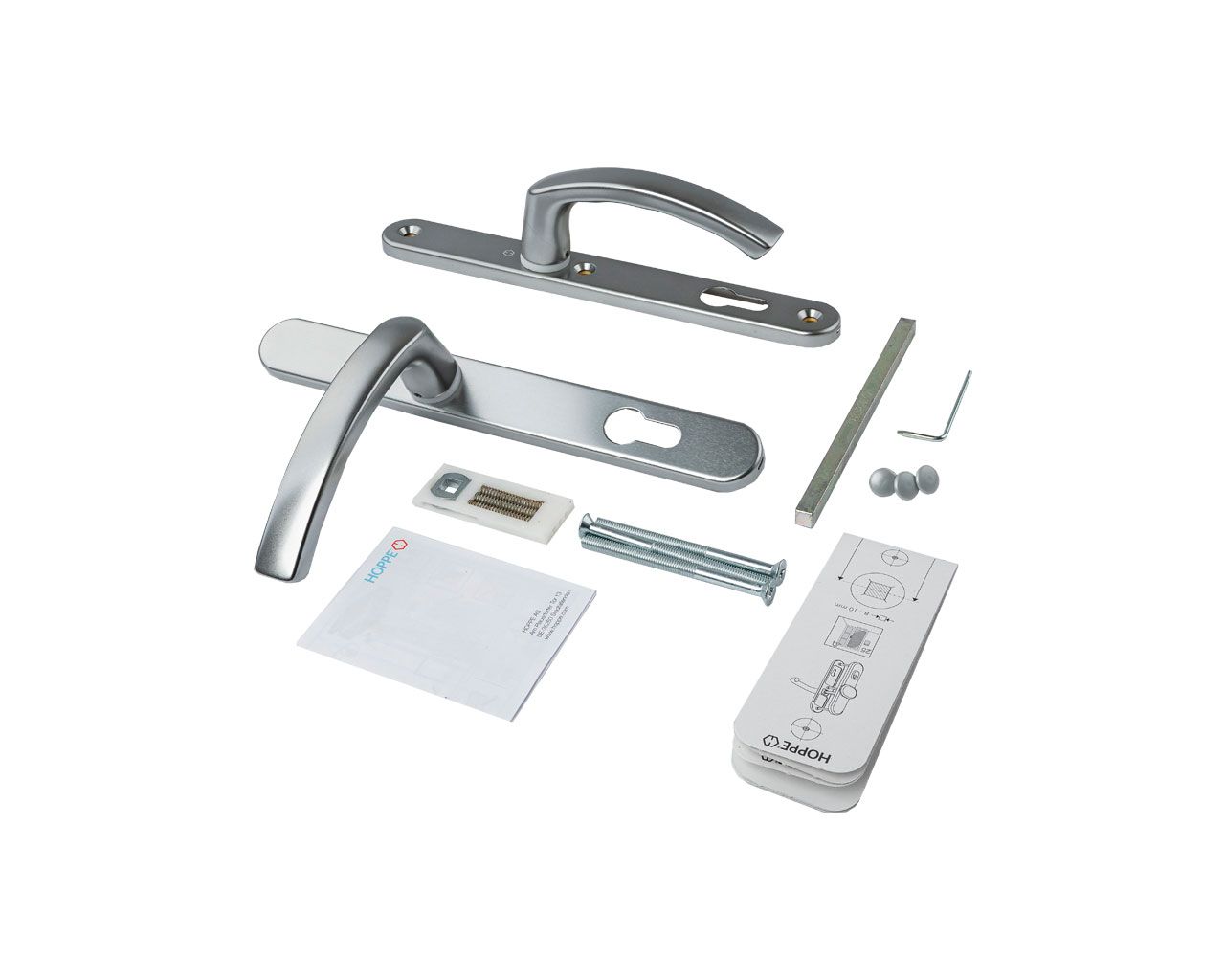 Гарнитур нажимной подпружиненный HOPPE Liege со сплошной накладкой (30/67-72), Титан F9. Рис. 1