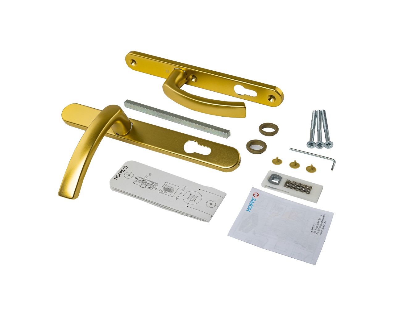 Гарнитур нажимной подпружиненный HOPPE Liege со сплошной накладкой (30/67-72), Золото F3. Рис. 1 Гарнитур нажимной подпружиненный HOPPE Liege со сплошной накладкой (30/67-72), Золото F3. Рис. 1