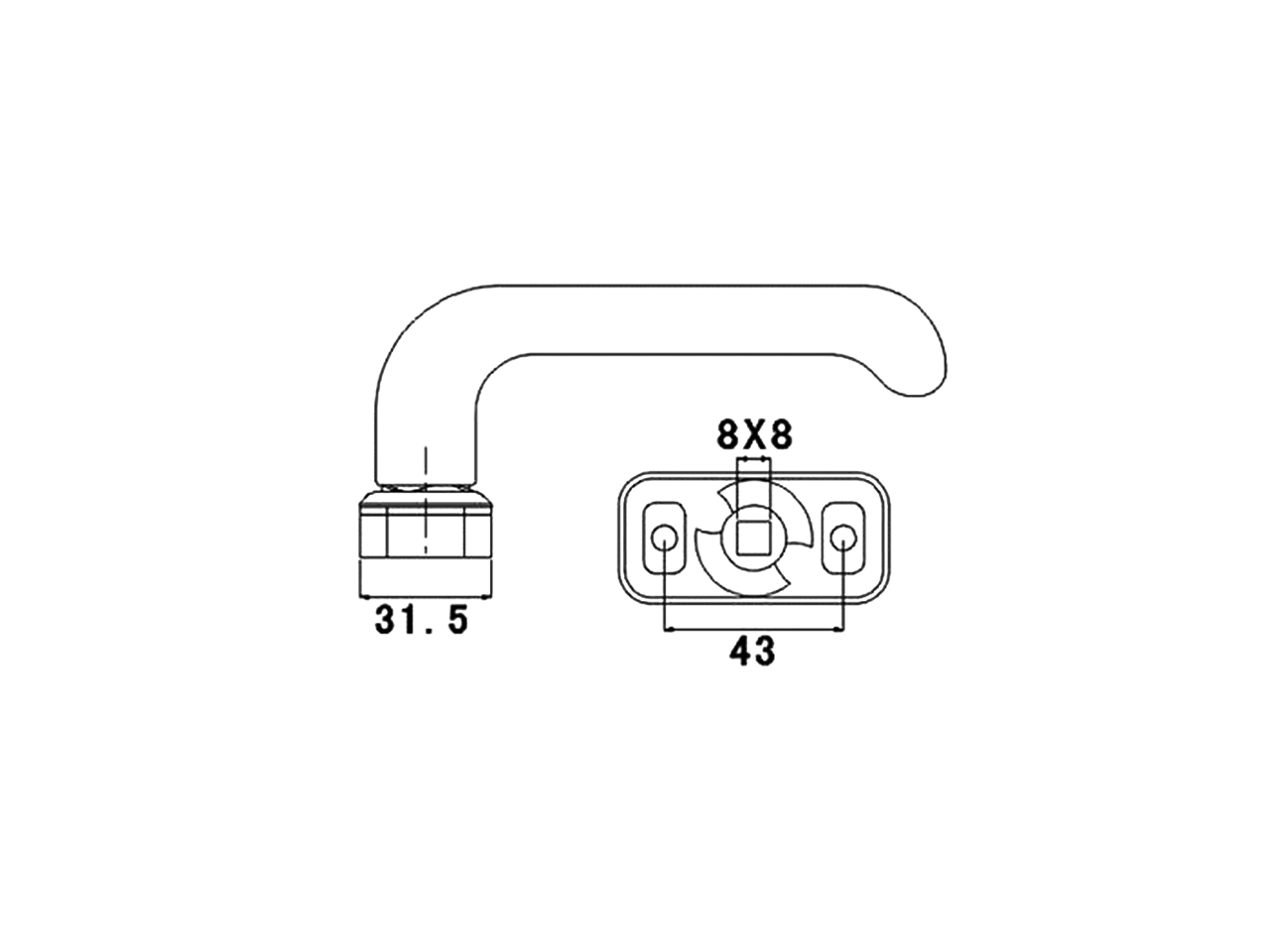 Гарнитур нажимной раздельный Elementis 31.5/PZ/8 (штифт 120мм +1 пара накладок)Неокрашенный. Рис. 2