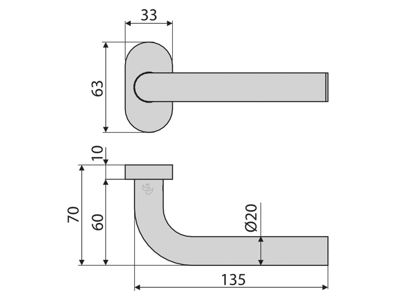 Гарнитур нажимной раздельный, кругл., +/-45°, нерж. сталь, штфт 8х100. Рис. 2