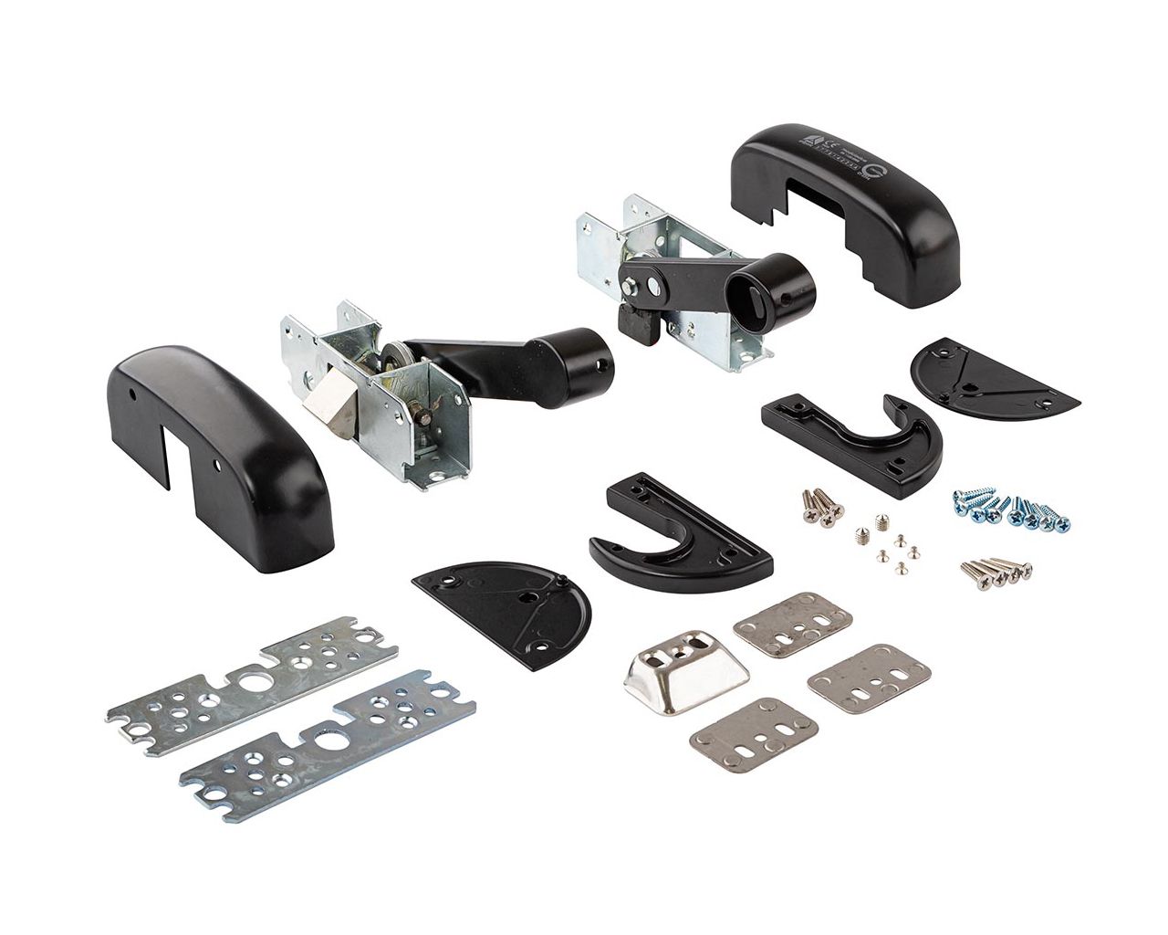 Гарнитур нажимной с декоративными накладками для активной створки антипаниковой ручки, 1 точка запирания горизонтальная (комплект деталей для установки), черн. RAL9005, 401/T. Рис. 2 Гарнитур нажимной с декоративными накладками для активной створки антипаниковой ручки, 1 точка запирания горизонтальная (комплект деталей для установки), черн. RAL9005, 401/T. Рис. 2