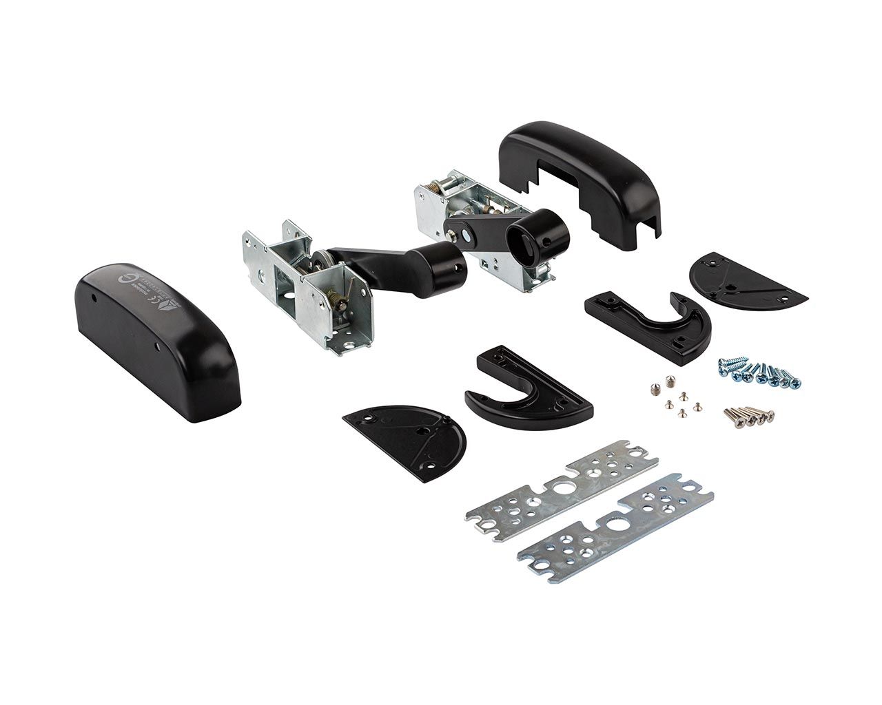 Гарнитур нажимной с декоративными накладками для антипаниковой ручки (комплект деталей для установки), 2 точки запирания вертикальные, черн. RAL9005, 402/T. Рис. 2 Гарнитур нажимной с декоративными накладками для антипаниковой ручки (комплект деталей для установки), 2 точки запирания вертикальные, черн. RAL9005, 402/T. Рис. 2