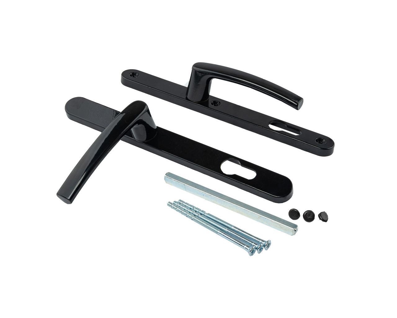 Гарнитур нажимной с подпружиниванием Mezut 25/92 (3 винта) чёрный RAL9005. Рис. 1 Гарнитур нажимной с подпружиниванием Mezut 25/92 (3 винта) чёрный RAL9005. Рис. 1