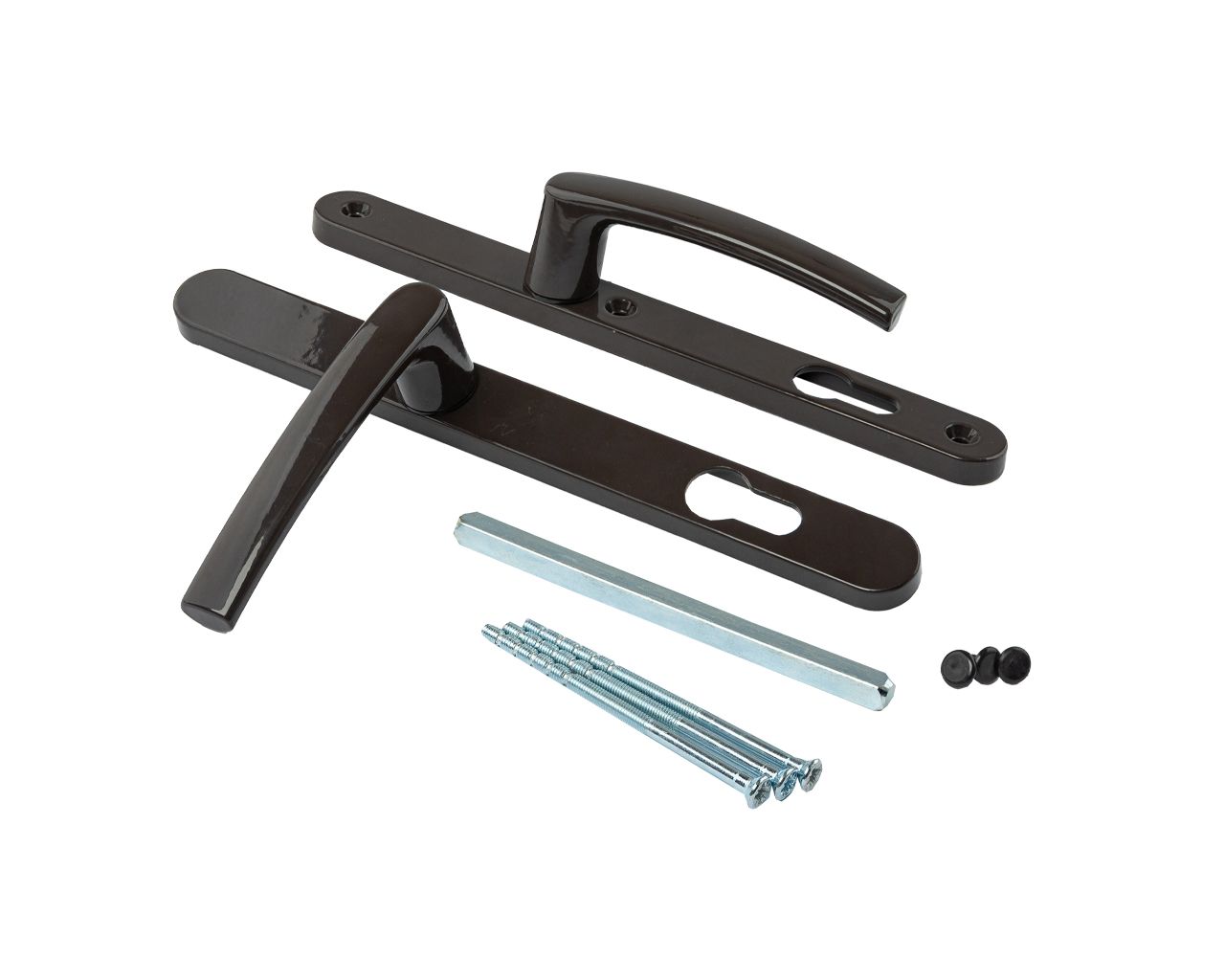 Гарнитур нажимной с подпружиниванием Mezut 25/92 (3 винта) корич. RAL8019. Рис. 1