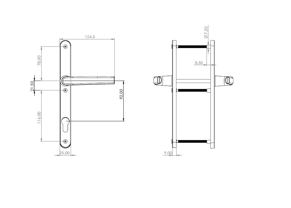 Гарнитур нажимной с подпружиниванием Mezut 25/92 (3 винта) серебр.. Рис. 3 Гарнитур нажимной с подпружиниванием Mezut 25/92 (3 винта) серебр.. Рис. 3